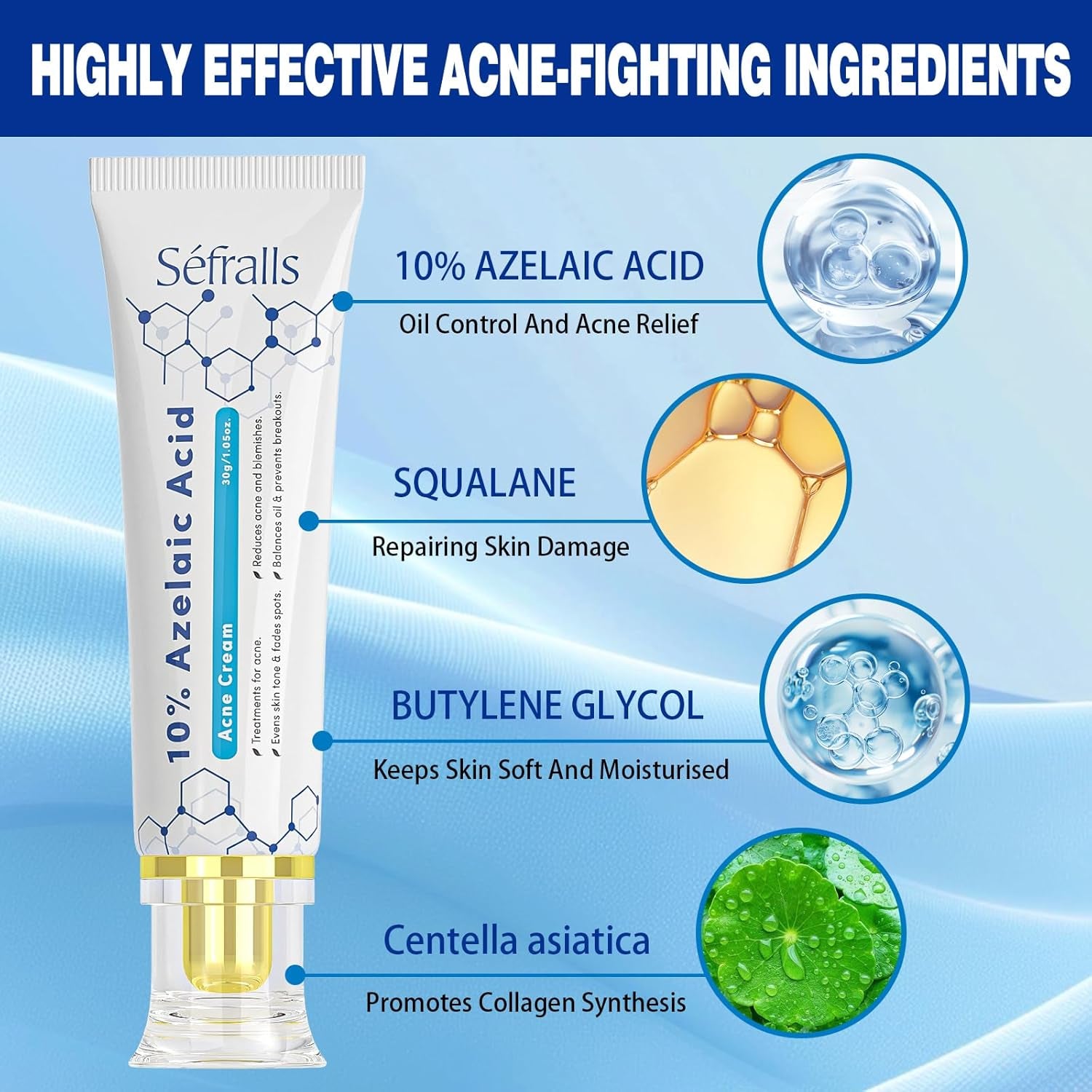 Sefralls 10% Azelaic Acid Acne Cream – 30ml | Clearer Skin, Reduced Redness & Even Tone