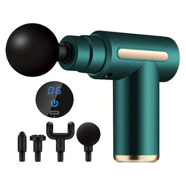 Portable Fascial Massage Gun Electric Percussion Pistol Massager Body Relaxation with LED Touch Screen 4Replaceable Massage Head