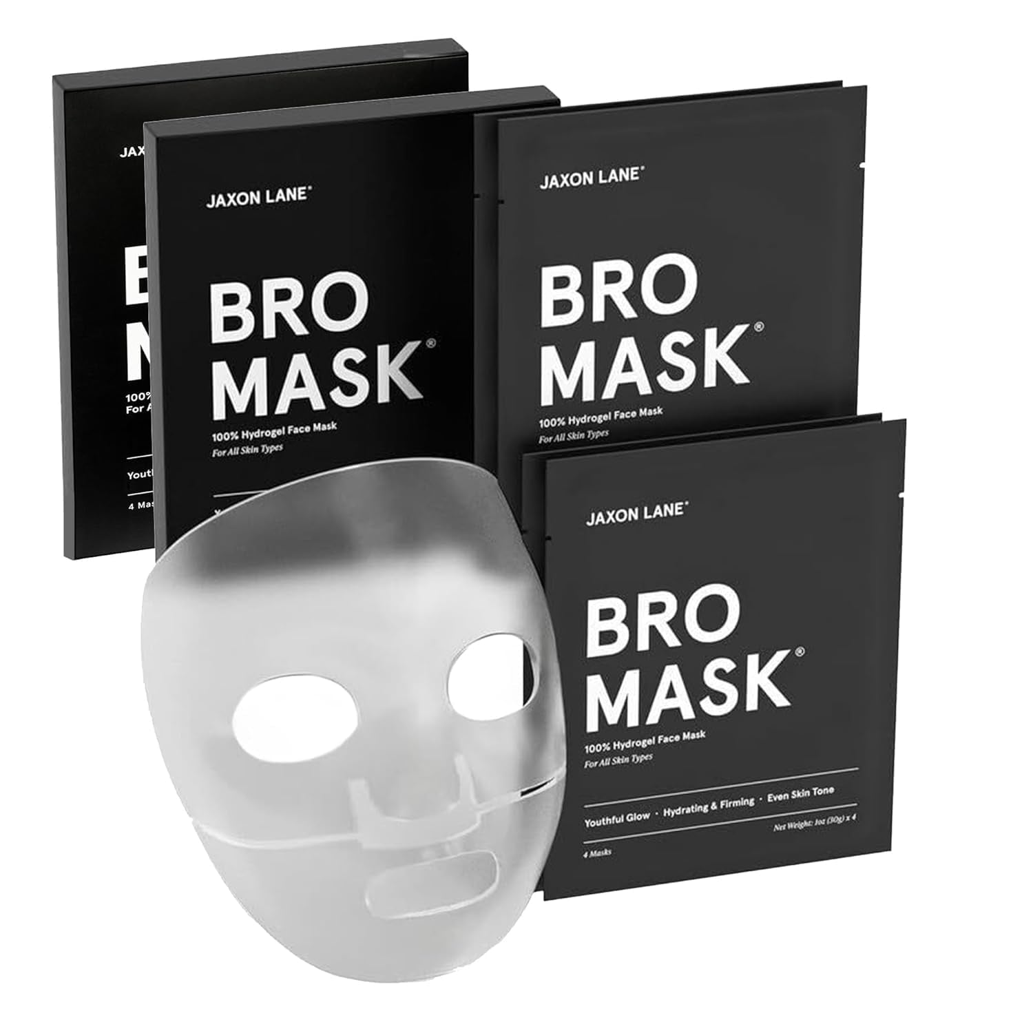 BRO MASK Premium Korean Face Mask for Men (4 X 1 Pack) - anti Aging Sheet Masks W/Hydrogel, Vitamin C, Hydrolyzed Collagen, & Hyaluronic Acid - Perfect Skin Care for Men