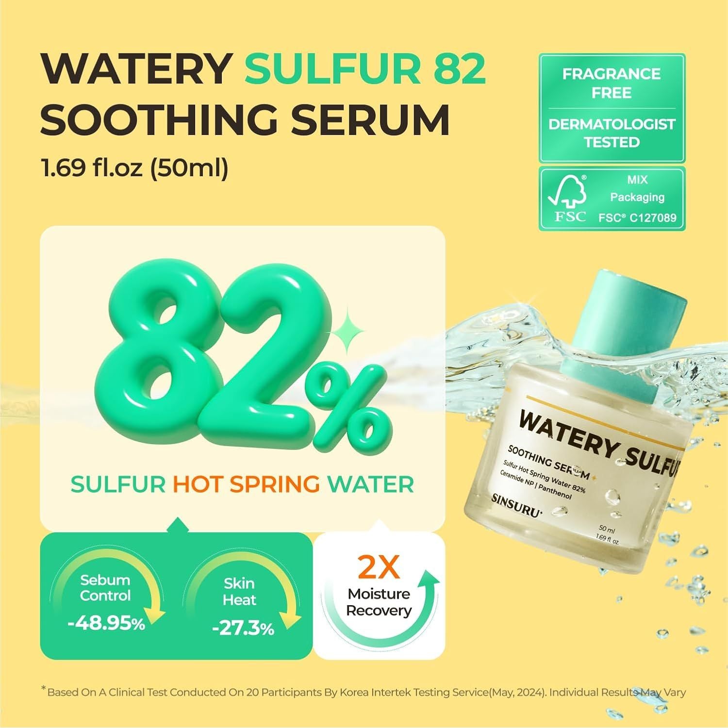 SINSURU Watery Sulfur Soothing Serum – 50ml | Acne Care, Oil Control & Sensitive Skin Relief
