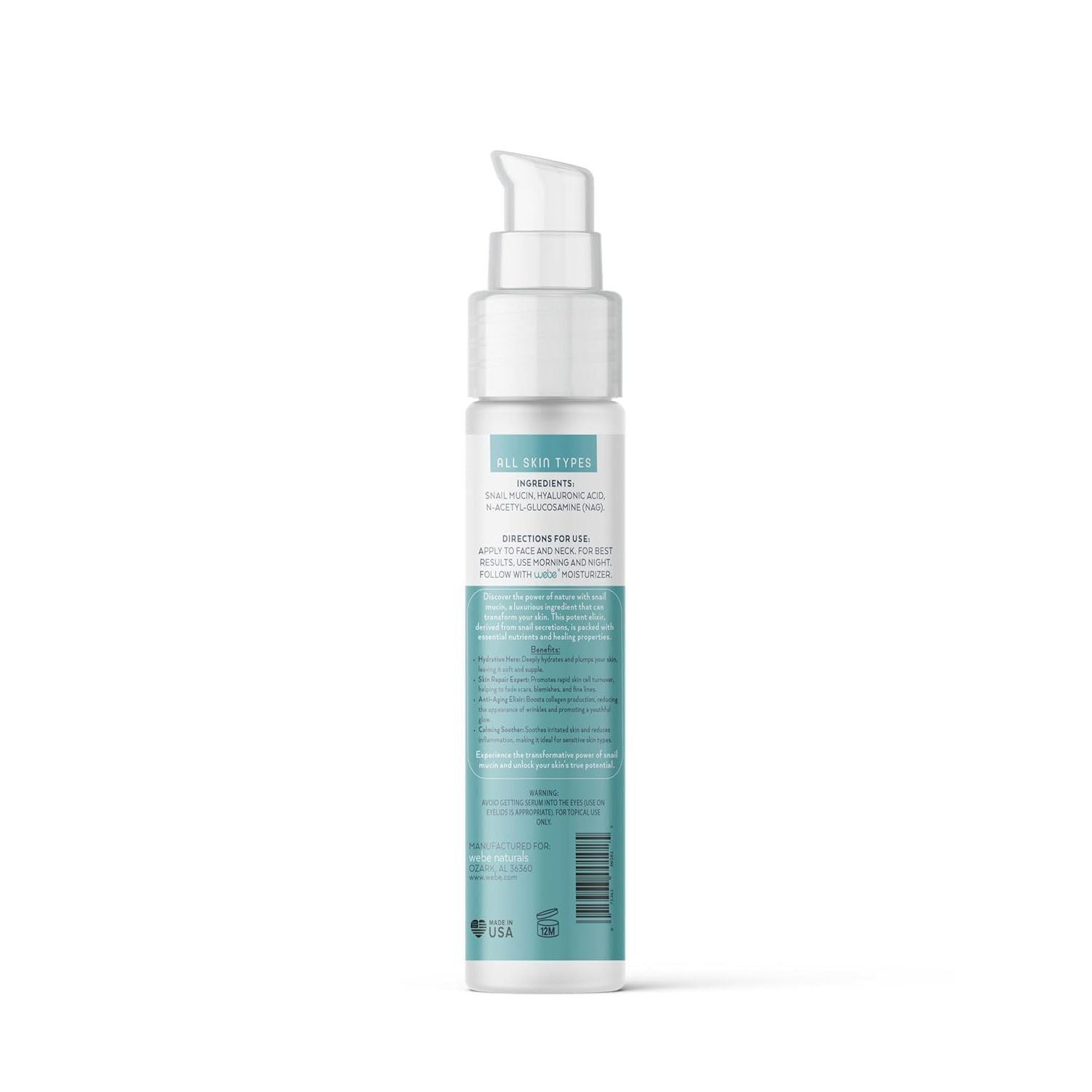 WEBE 94% Snail Mucin Hydrating Glow Serum – 50ml | Deep Hydration & Radiant Skin