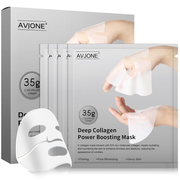 AVJONE Deep Collagen Power Boosting Mask – 35g x 4 Sheets | Overnight Anti-Aging & Firming Hydrogel Mask