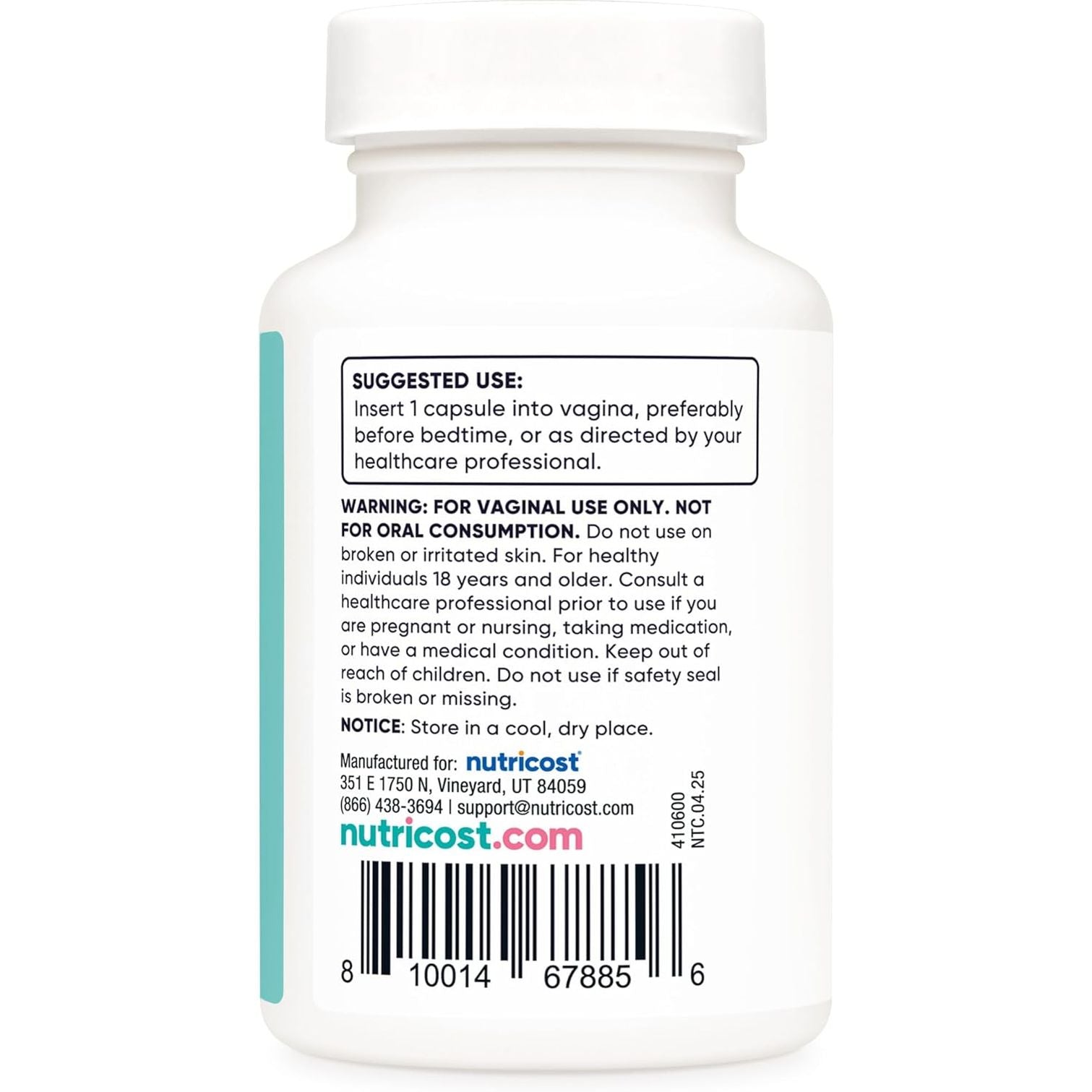 Nutricost Boric Acid Vaginal Suppository – 60 Capsules | 600mg Natural Feminine pH Support & Odor Control