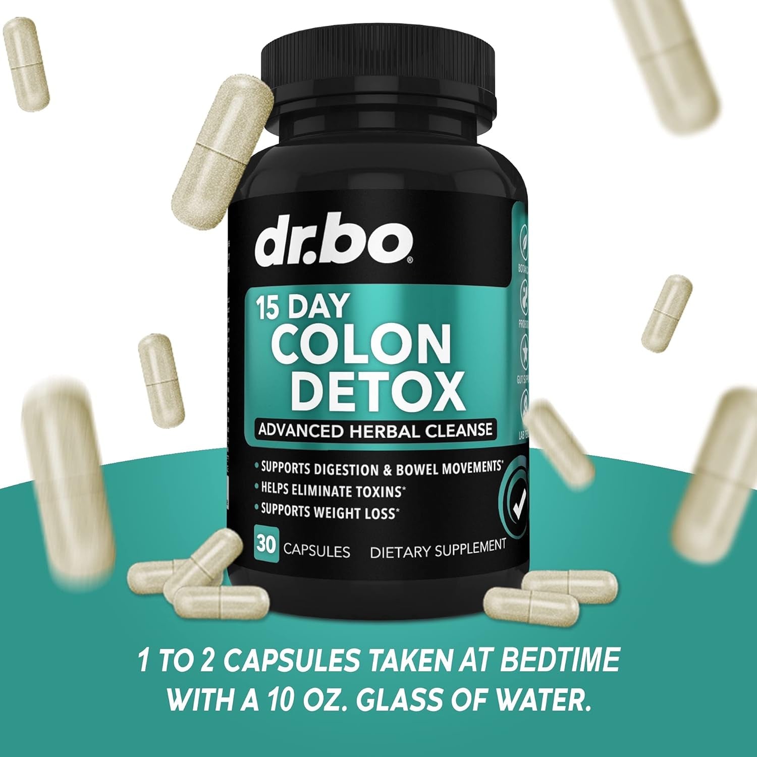 DR. BO 15 Day Colon Detox Advanced Herbal Cleanse – 30 Capsules | Natural Cleanse for Constipation, Bloating & Weight Support