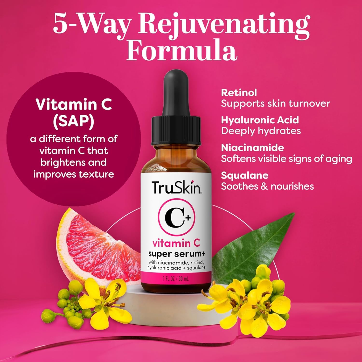 TruSkin C+ Vitamin C Super Serum+ – 60ml | Advanced Anti-Aging & Brightening Face Serum