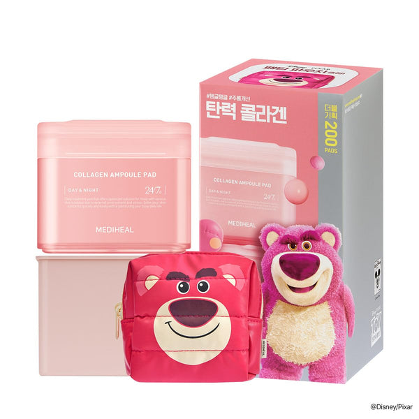 MEDIHEAL Collagen Ampoule Pad, Disney Pixar Edition – 200 Pads (100 + 100 Refill) | Firming & Anti-Wrinkle Care
