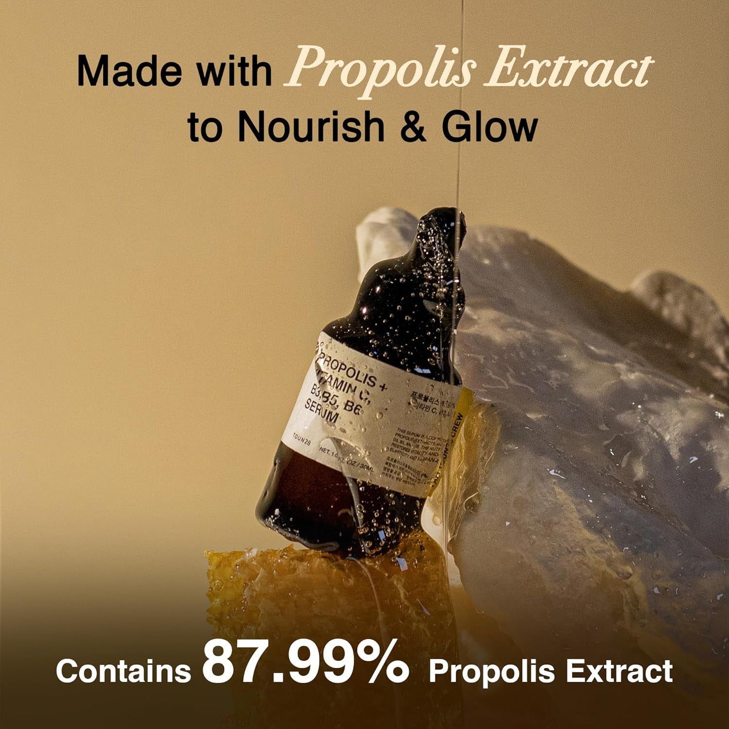 Propolis Vitamin C B3 B5 B6 Serum 1.01 Fl.Oz / 30Ml | Nutrient Face Serum for Dry and Tired Skin | with Propolis and Pure Vitamin C | Allergen-Free and Cruelty-Free