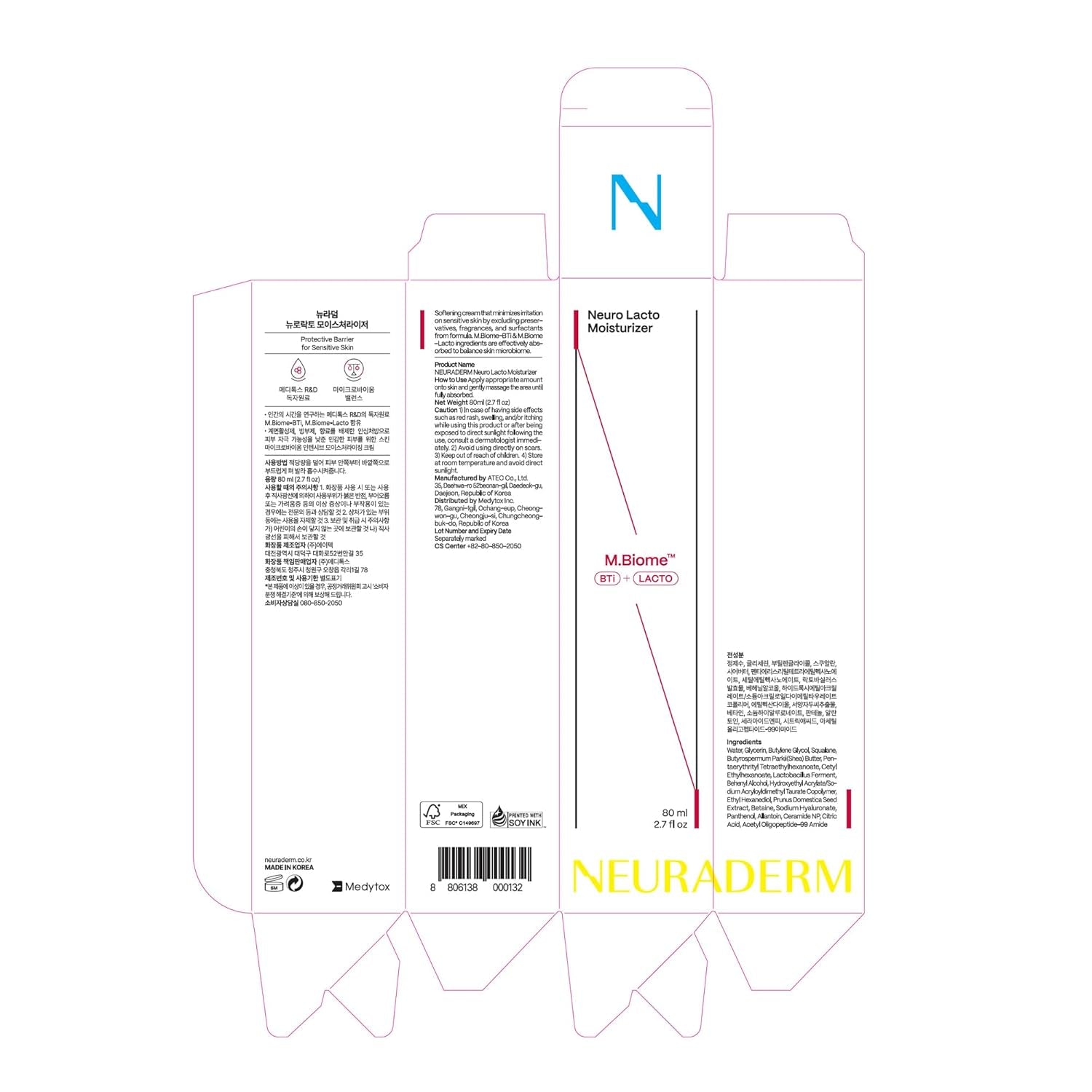 NEURADERM Neuro Lacto Moisturizer – 80ml | Microbiome-Boosting Hydration for Sensitive Skin