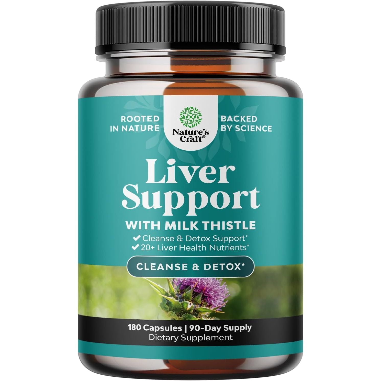Natures Craft Liver Support – 180 Capsules | Advanced Milk Thistle Detox & Cleanse