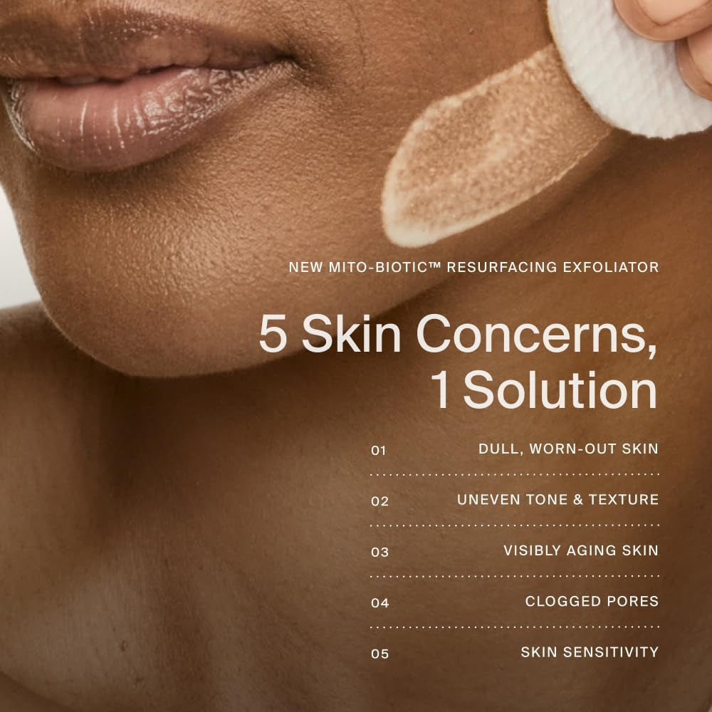 Mito-Biotic™ Resurfacing Face Exfoliator- with Plant-Based Acids to Purify, Tone, Hydrate, Refine Texture & Unclog Pores - 3.38 Fl Oz