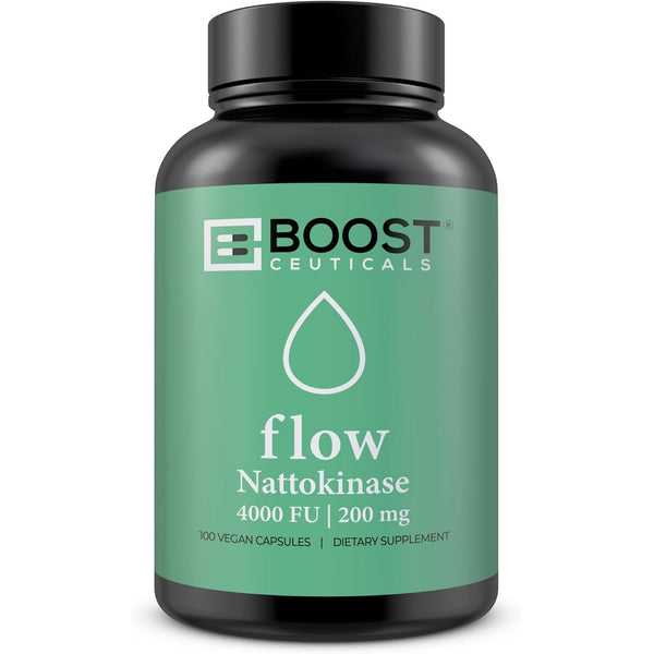 BoostCeuticals Flow Nattokinase 4000FU | 200mg – 100 Vegan Capsules | Heart, Circulation & Blood Flow Support