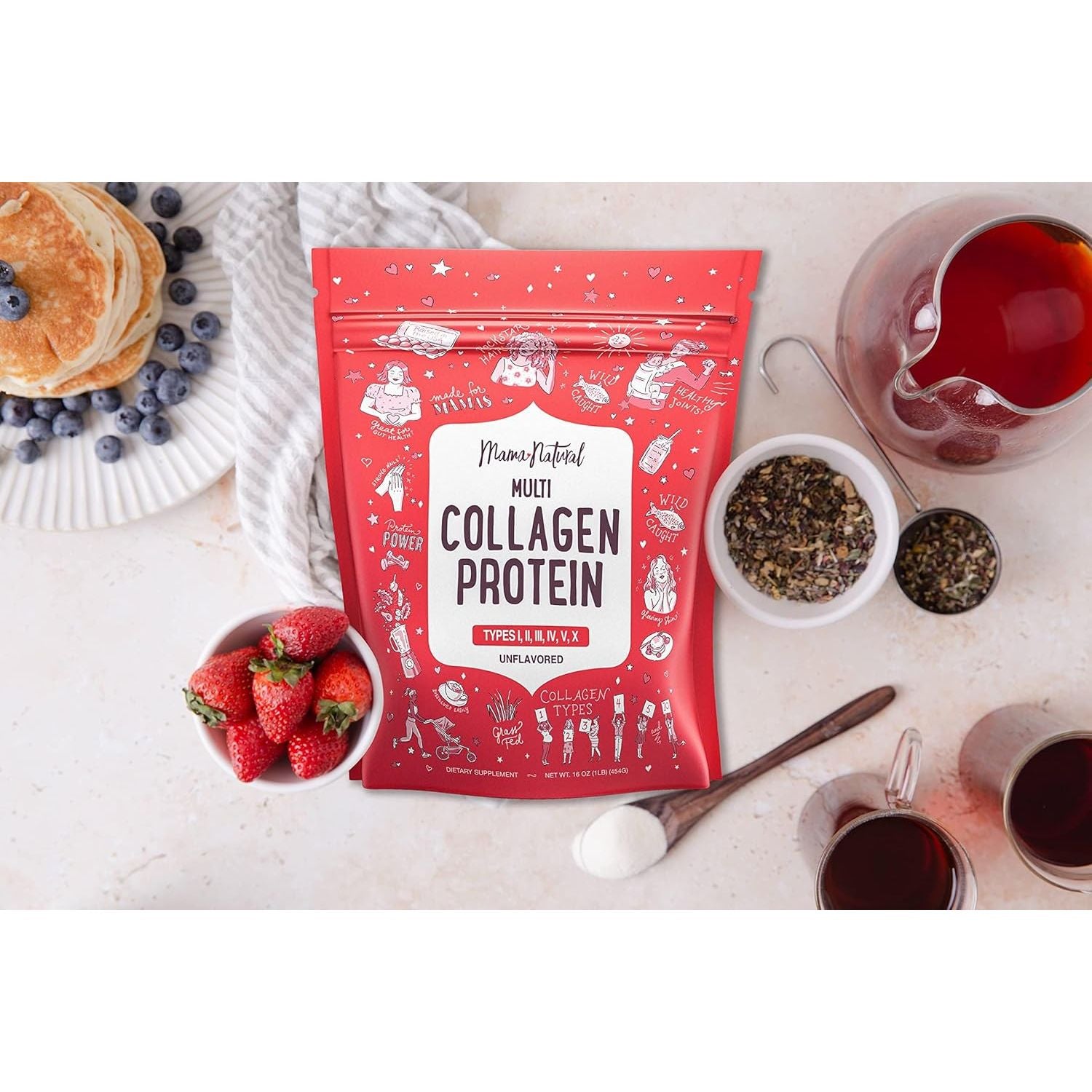 Mama Natural  Multi Collagen Protein, Unflavored - 454g