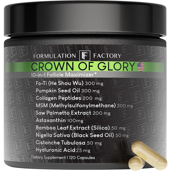 Crown of Glory 10-in-1 Hair Growth Maximizer – 120 Capsules | Thicker Hair, DHT Blocker, Collagen & Scalp Support