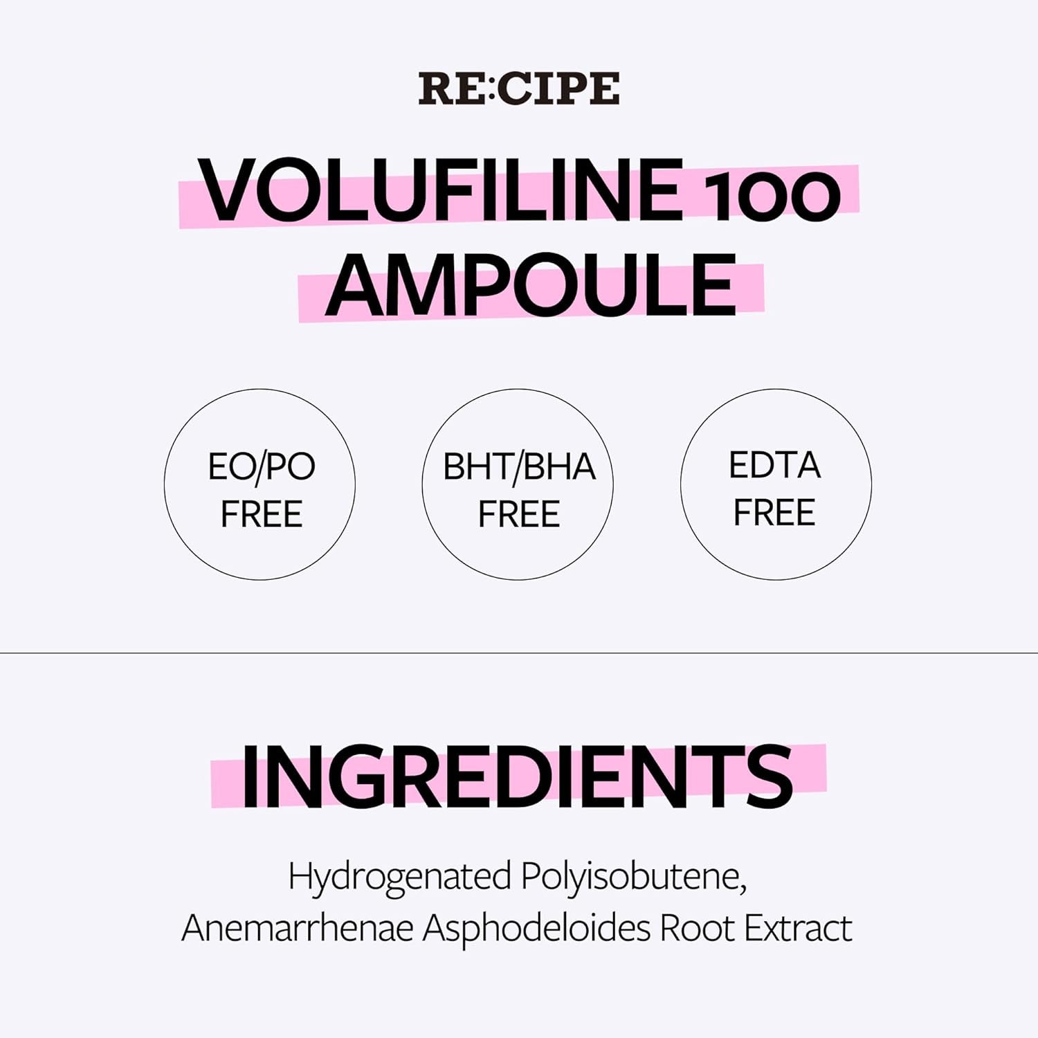 RE:CIPE Volufiline Ampoule 100% – 10ml | Firming & Plumping Concentrate