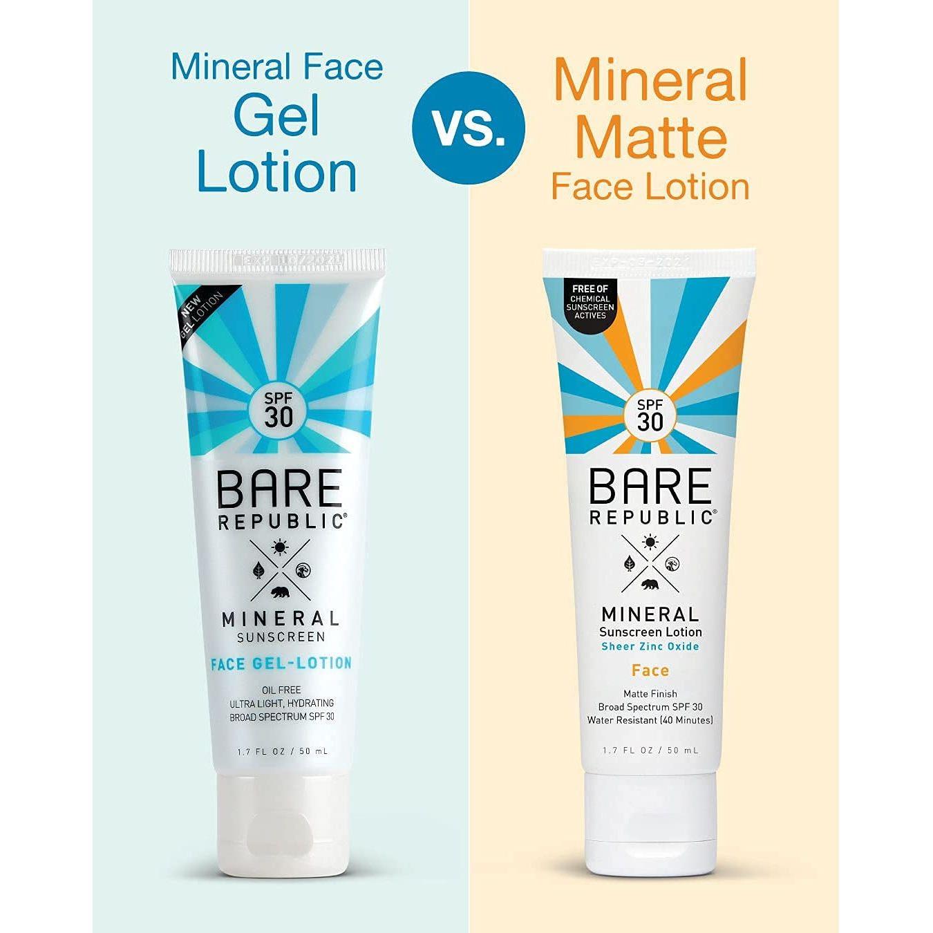 Bare Republic Mineral Sunscreen Lotion – 50ml | Sheer SPF 30 Daily UV Defense for Matte, Youthful Skin