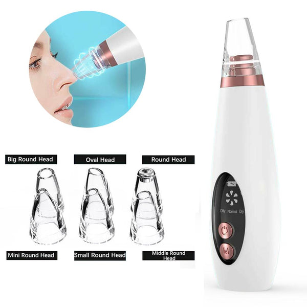 6-in-1 Electric Blackhead Remover Vacuum – Rechargeable Pore Cleanser & Acne Extractor Facial Cleaning Tool