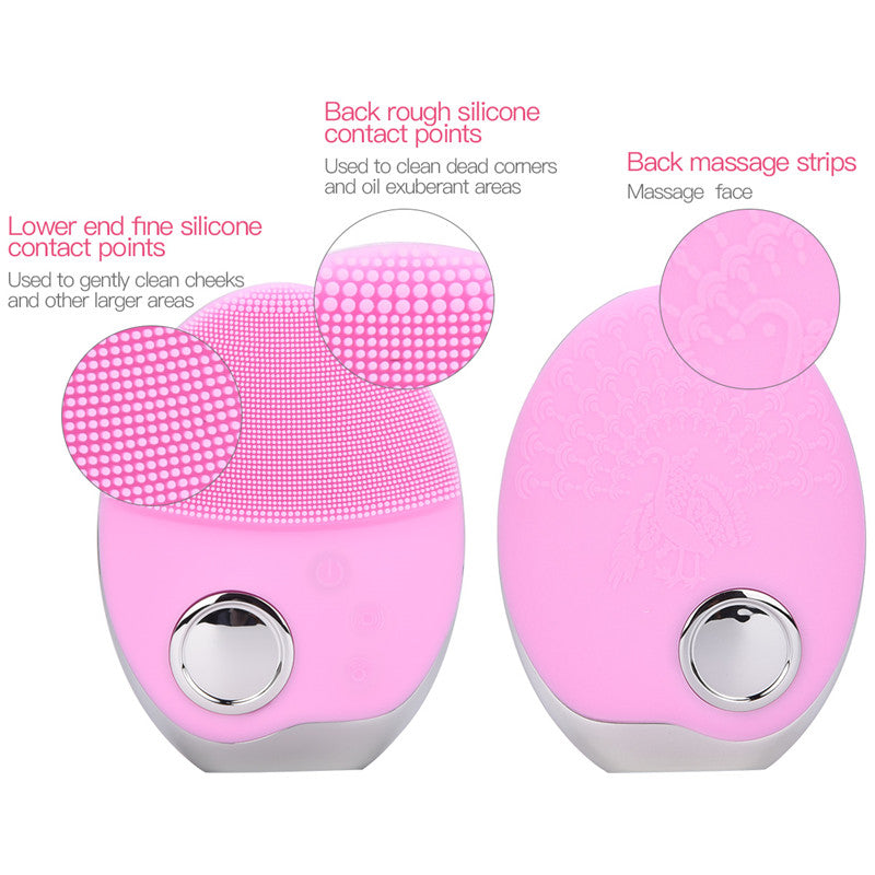 Multifunction Photon Therapy Facial Cleansing Brush – Waterproof Silicone Face Cleaner with Red, Blue & Green LED Light