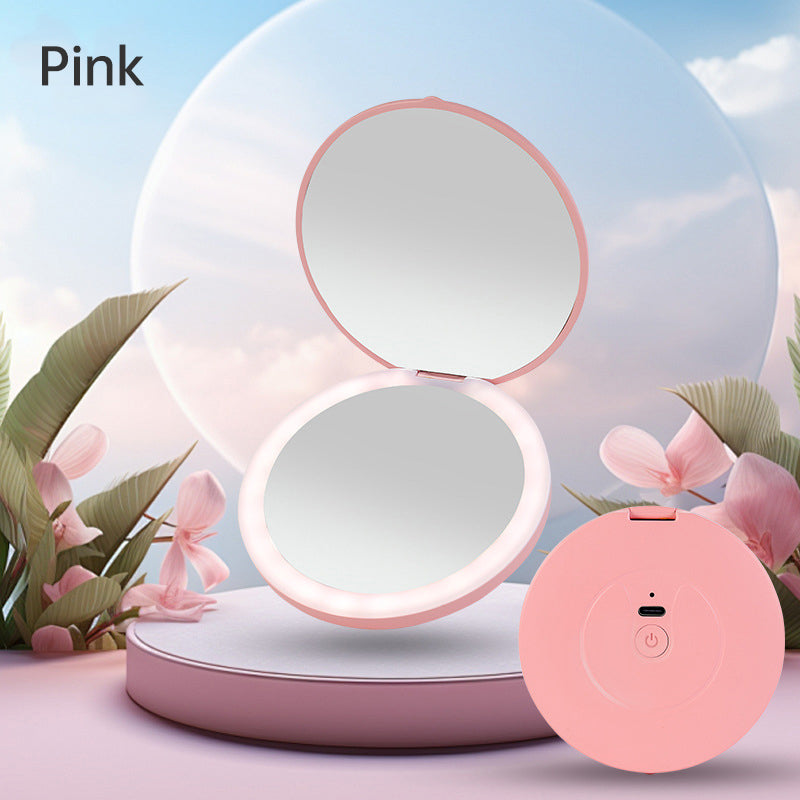 Mini Portable LED Light Makeup Mirror – Rechargeable Compact Beauty Mirror | 4 Colours