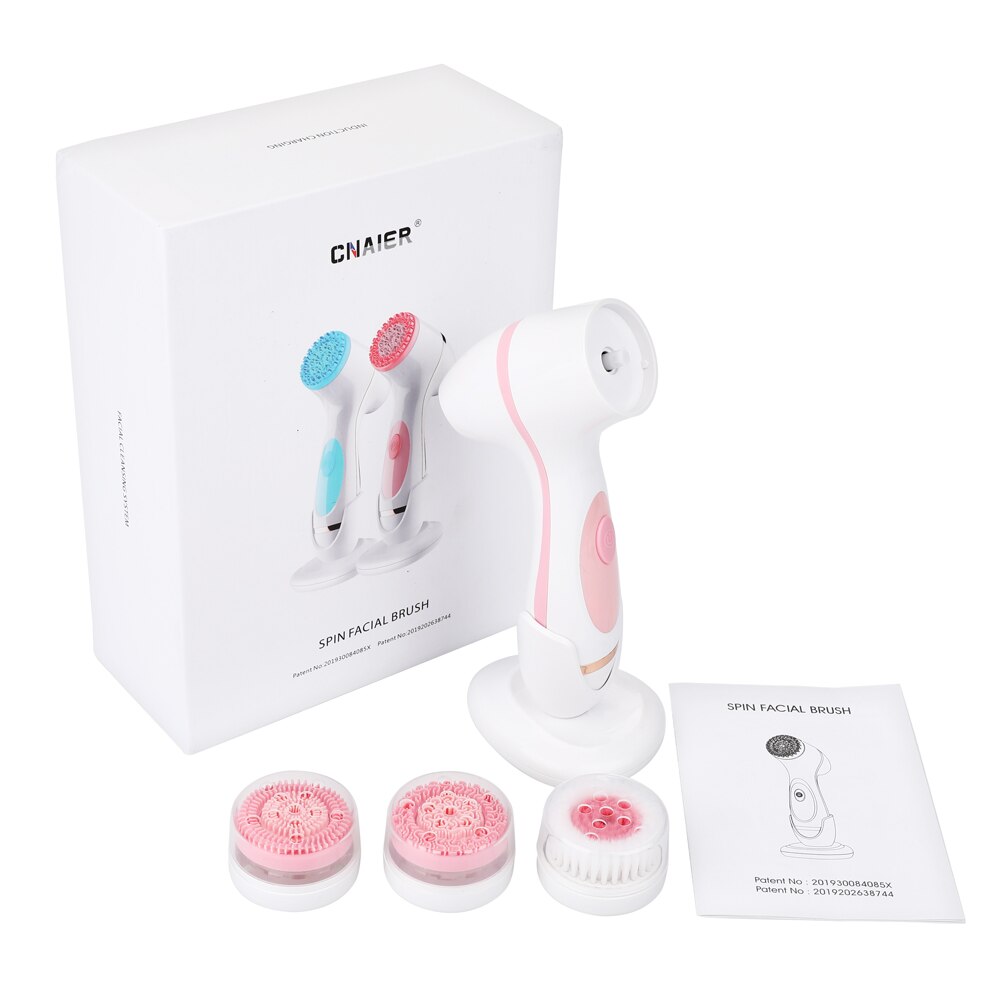 3-in-1 Sonic Facial Cleansing Brush – Rechargeable Silicone Face Cleanser & Blackhead Removal Device with 3 Brush Heads