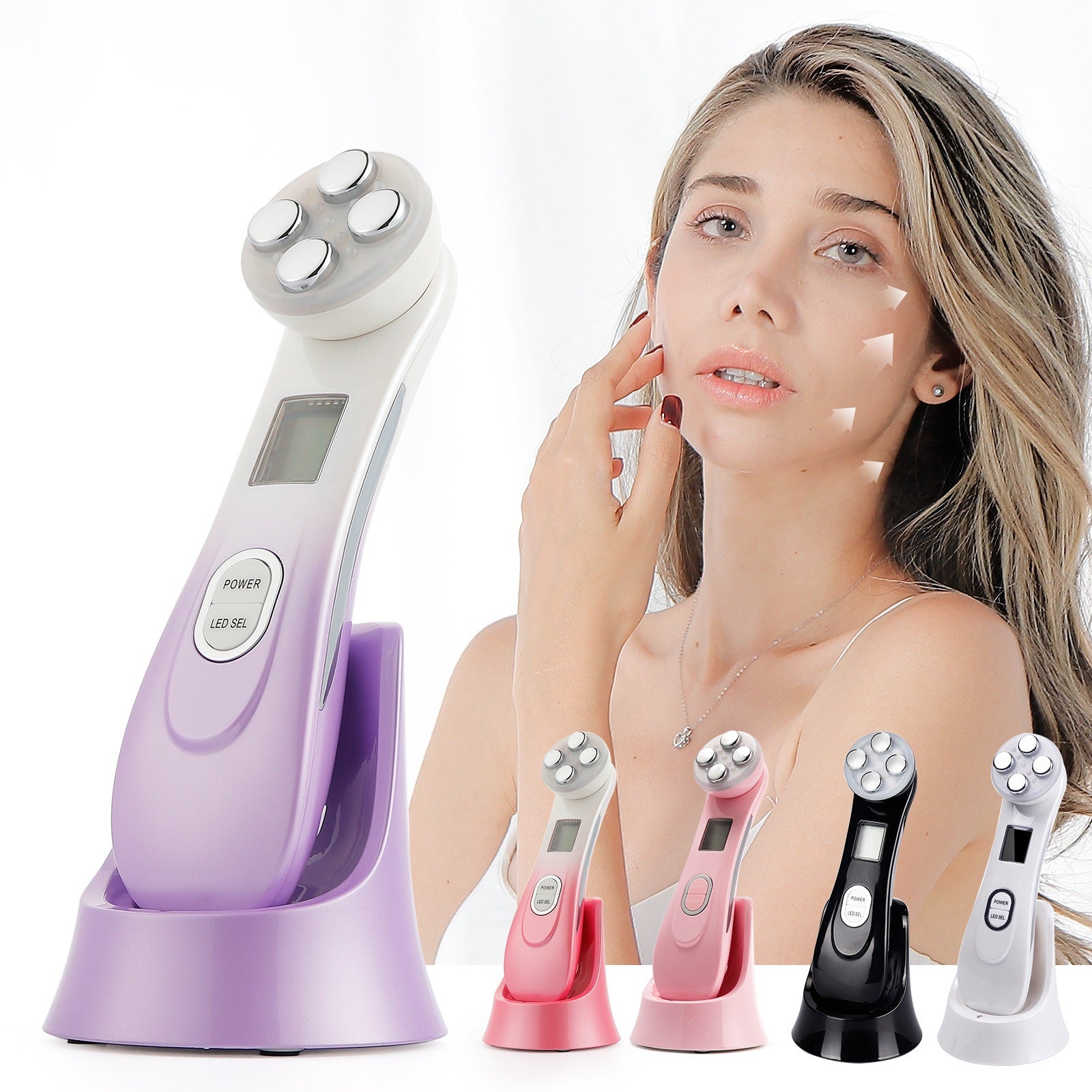 5-in-1 LED Light Therapy Facial Device – USB Rechargeable Skin Rejuvenation & Firming Beauty Tool for Wrinkles, Acne & Pigmentation
