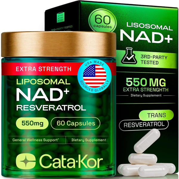 Cata-Kor NAD+ Advanced NMNH Alternative – 60 Capsules | Liposomal NAD+ & Resveratrol for Healthy Aging & Energy