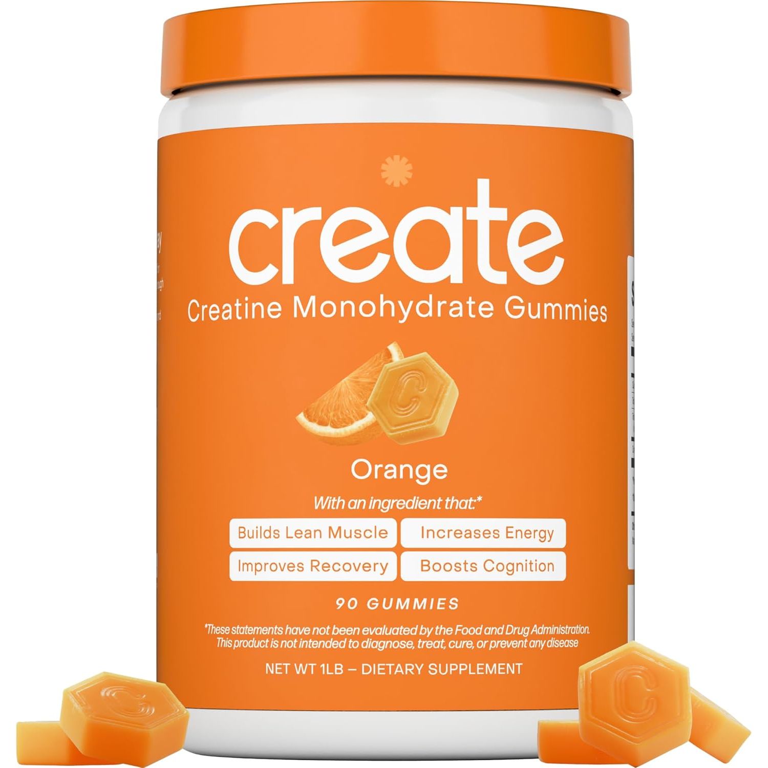 Create Creatine Monohydrate Gummies – 90 Gummies, Orange Flavor | Strength, Focus & Recovery in a Delicious Vegan Gummy