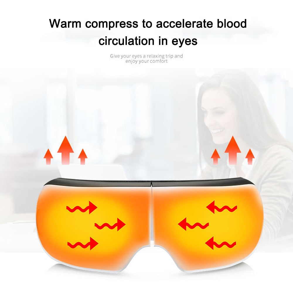 Bluetooth Smart Eye Massager – Hot Compress, Vibration & Air Pressure Therapy with Music