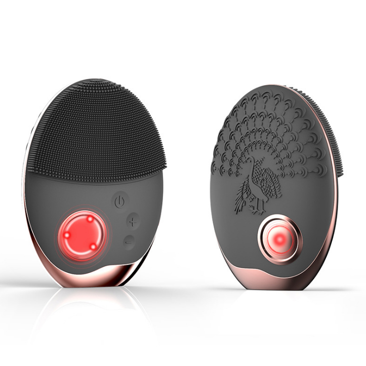 Multifunction Photon Therapy Facial Cleansing Brush – Waterproof Silicone Face Cleaner with Red, Blue & Green LED Light