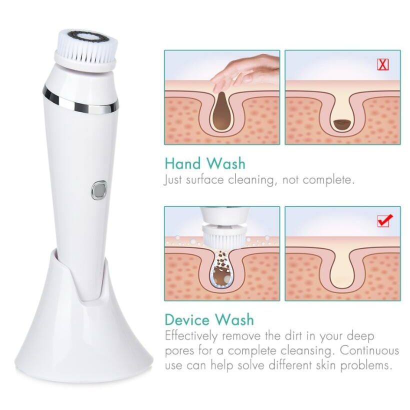 4 In 1 New Silicone Facial Cleansing Instrument Waterproof And Rechargeable Facial Cleansing Brush Pore Cleaner