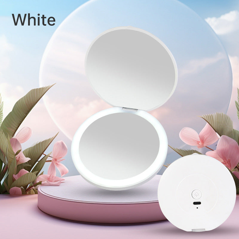 Mini Portable LED Light Makeup Mirror – Rechargeable Compact Beauty Mirror | 4 Colours
