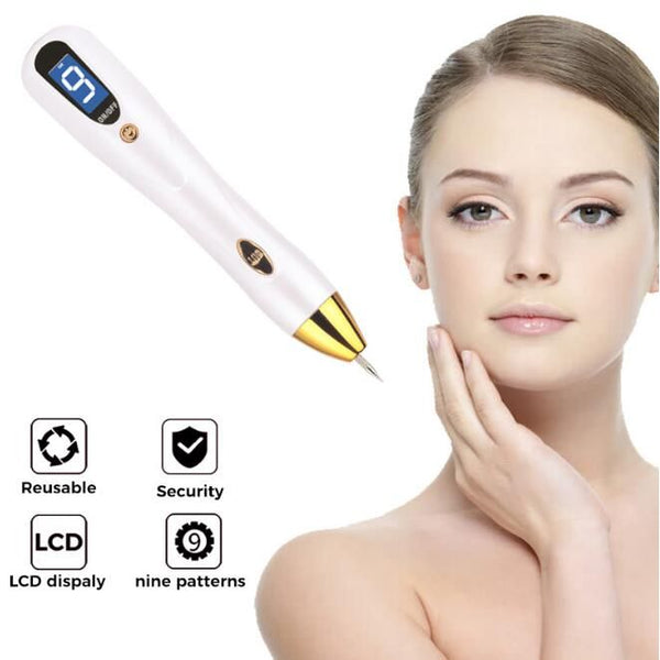 Skin Care Laser Mole & Freckle Removal Pen – LCD Display Spot Remover for Warts, Dark Spots & Tattoo Fading