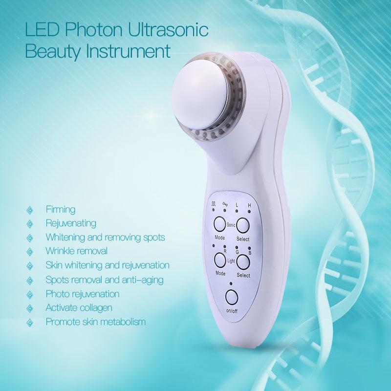Portable 7-Color LED Photon Facial Spa Device – Ultrasonic Deep Cleaning & Skin Rejuvenation