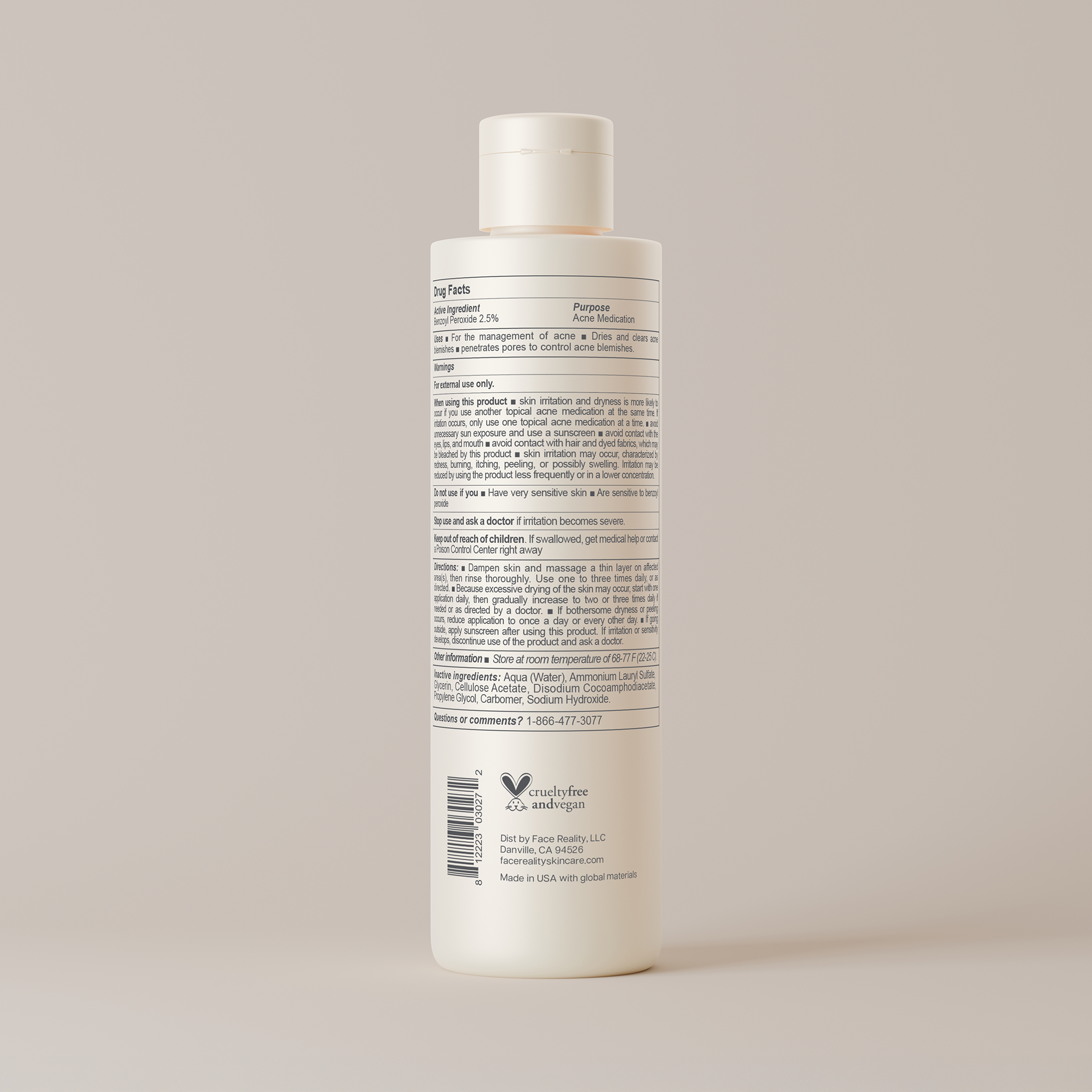 Face Reality Acne Face & Body Scrub 2.5% – 180ml | Deep-Cleansing Exfoliator for Acne-Prone Skin