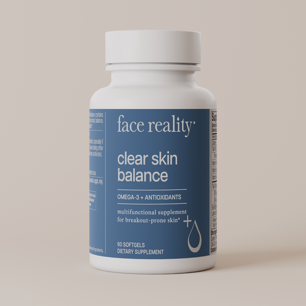 Face Reality Skincare Clear Skin Balance – 60 Softgels | Omega-3 & Antioxidant Skin Supplement
