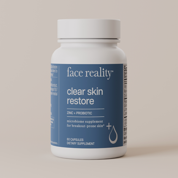Face Reality Skincare Clear Skin Restore – 60 Capsules | Zinc & Probiotic Gut-Skin Support