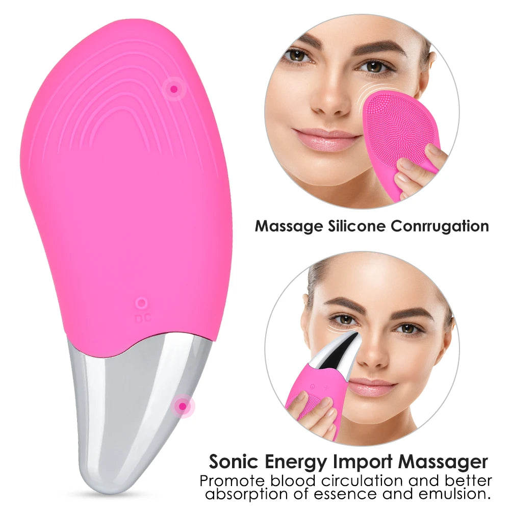 Rechargeable Sonic Facial Cleansing Brush – Waterproof Silicone Face Brush for Deep Pore Cleaning, Blackhead Removal & Anti-Aging