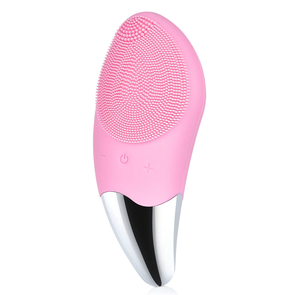 Rechargeable Sonic Facial Cleansing Brush – Waterproof Silicone Face Brush for Deep Pore Cleaning, Blackhead Removal & Anti-Aging