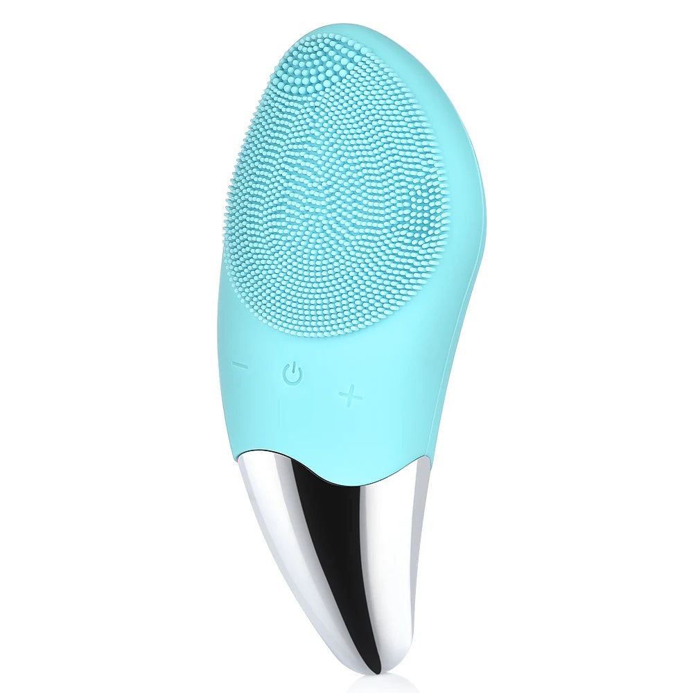 Rechargeable Sonic Facial Cleansing Brush – Waterproof Silicone Face Brush for Deep Pore Cleaning, Blackhead Removal & Anti-Aging