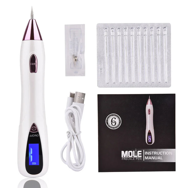 Skin Care Laser Mole & Freckle Removal Pen – LCD Display Spot Remover for Warts, Dark Spots & Tattoo Fading