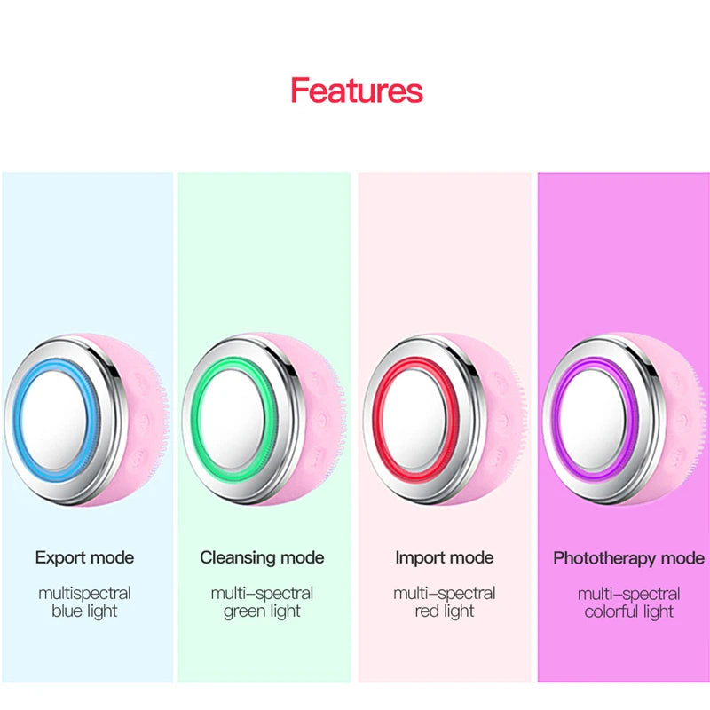 2-in-1 LED Heating Facial Cleansing & Massage Brush – Silicone Sonic Face Cleaner for Deep Pore Cleansing & Skin Rejuvenation