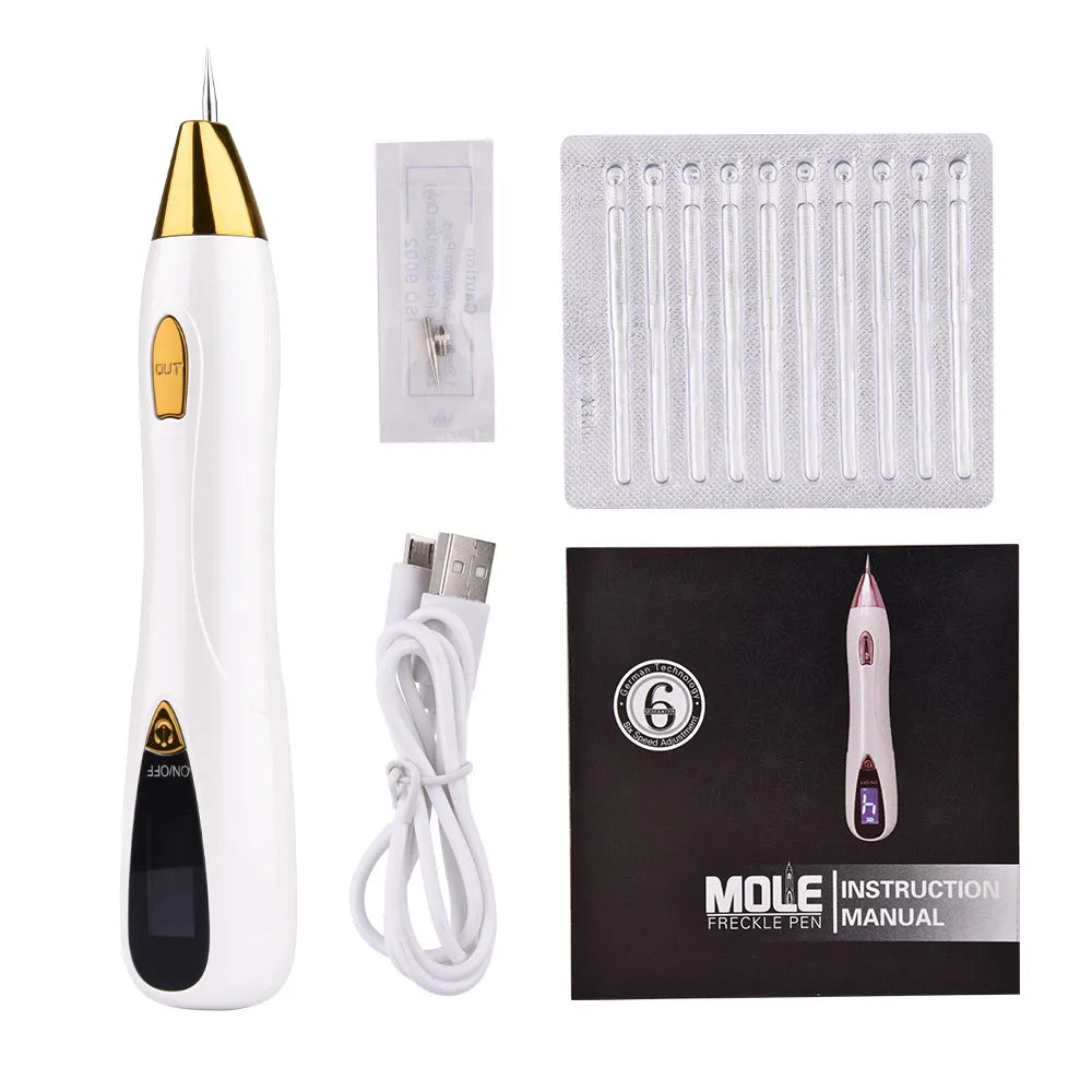 Skin Care Laser Mole & Freckle Removal Pen – LCD Display Spot Remover for Warts, Dark Spots & Tattoo Fading
