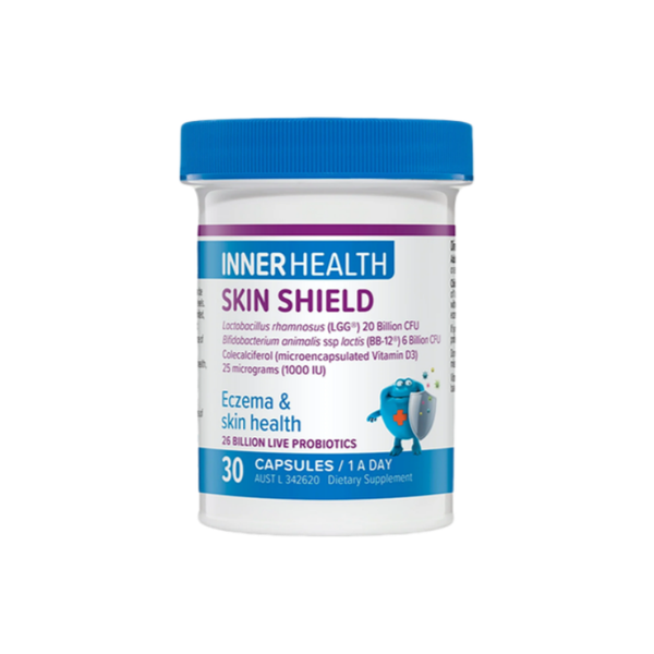INNER HEALTH Skin Shield 26 Billion Live Probiotics - 30 Capsules | Strengthen Skin's Defense