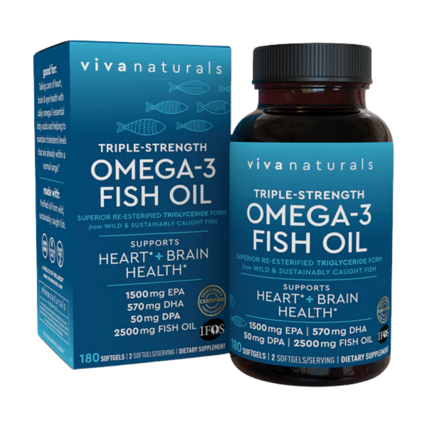 VIVANATURALS OMEGA-3 Fish Oil 180 Softgels - Heart Health
