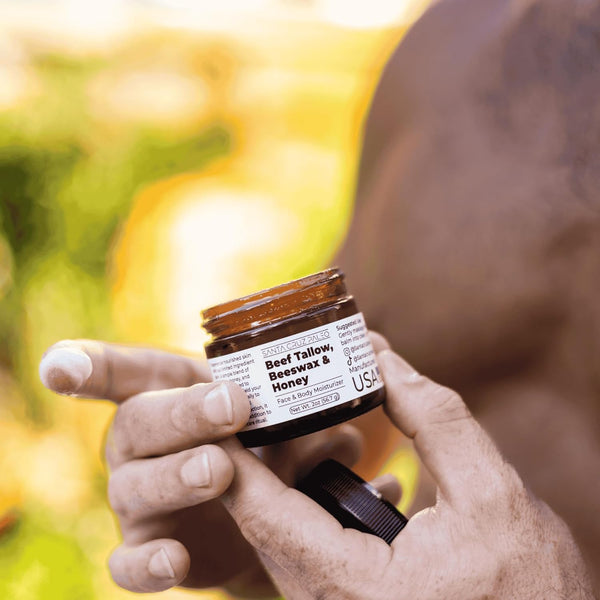 Santa Cruz Paleo Beef Tallow, Beeswax & Honey Face & Body Moisturizer – 56.7g | Rich, Natural Hydration for All Skin Types