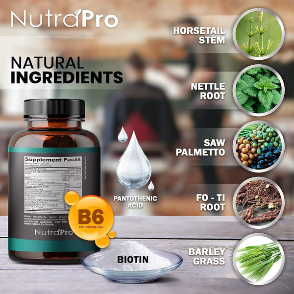 NutraPro Advanced Men’s Hair Growth – 120 Capsules | DHT Blocker & Biotin Supplement for Thicker Hair