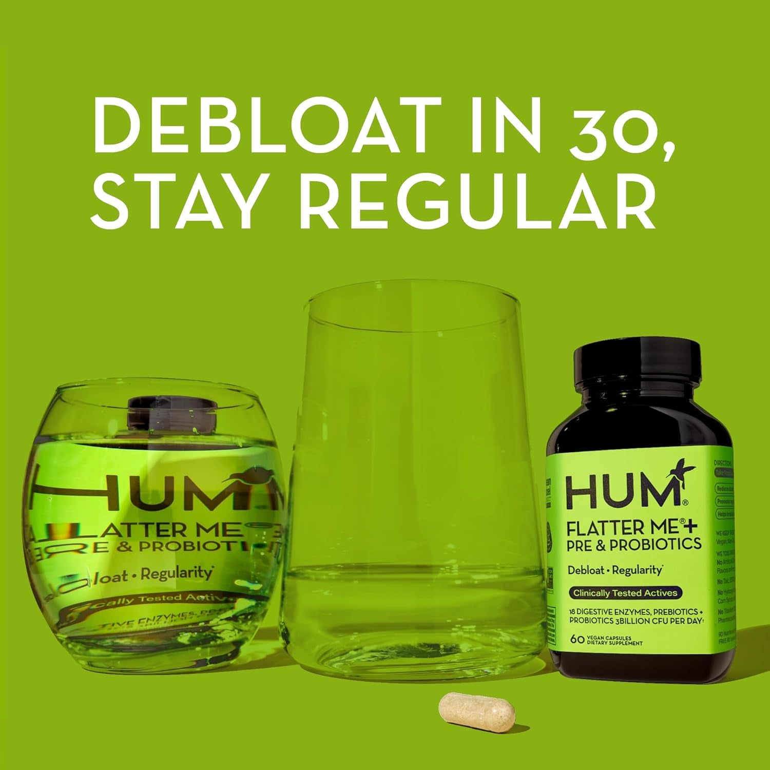 HUM Flatter Me – 60 Capsules | Fast-Acting Bloating Relief & Digestive Support