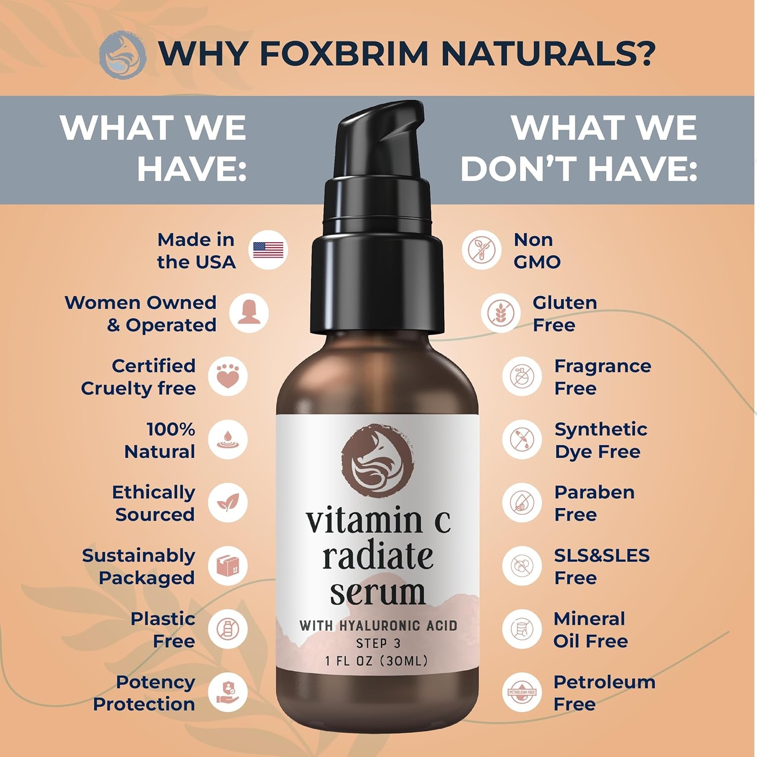 Foxbrim Naturals Vitamin C Radiate Serum – 30ml | Brightening & Anti-Aging Face Serum
