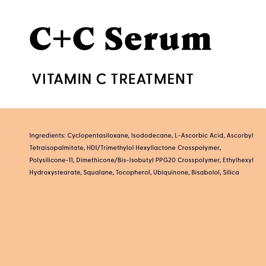 C+C Vitamin C Serum – 15% Potent Formula with 10% L-Ascorbic Acid for Bright, Even-Toned Skin - Non-Irritating, Water-Free Antioxidant Face Cream, 1 Fl Oz
