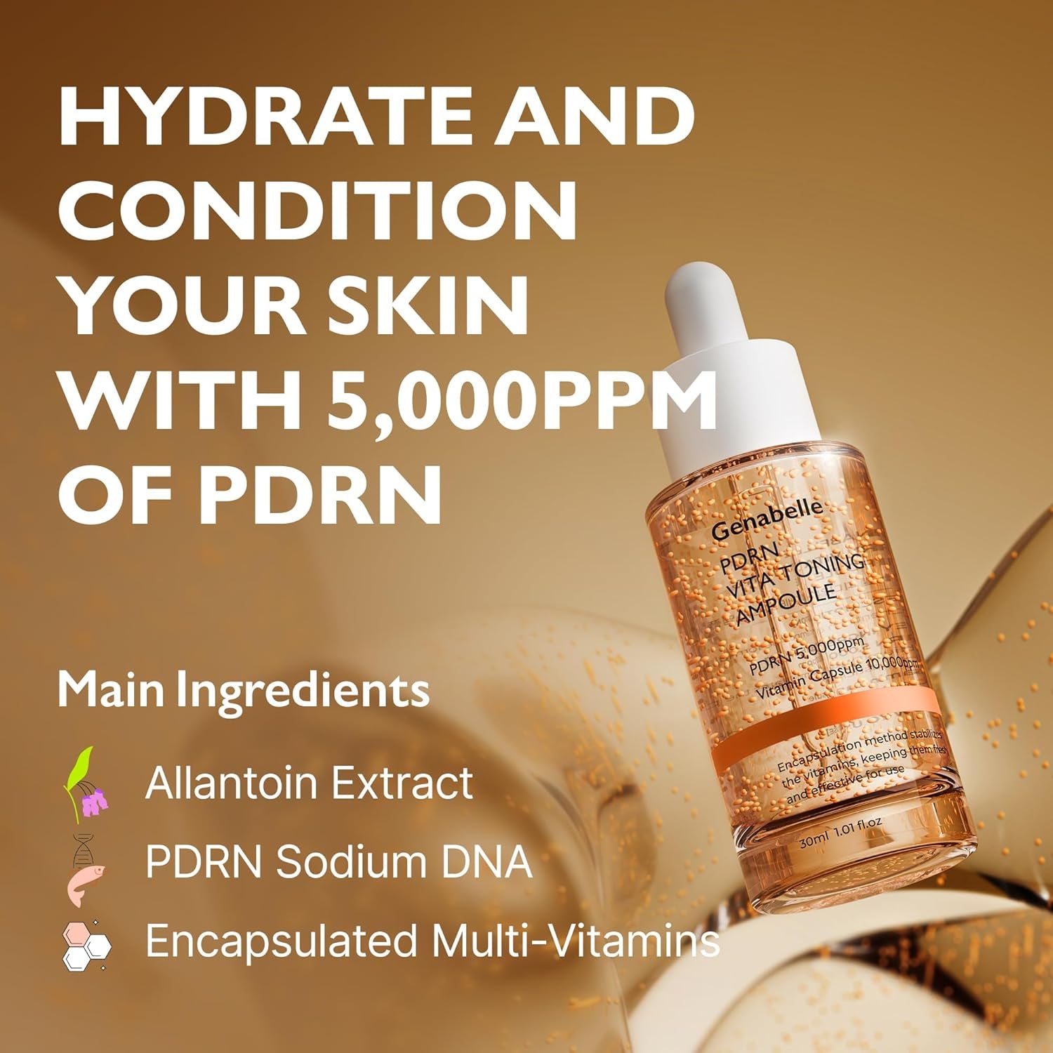 Genabelle PDRN Vita Toning Ampoule – 70ml (Jumbo Size) | Brightening, Hydrating & Firming Serum