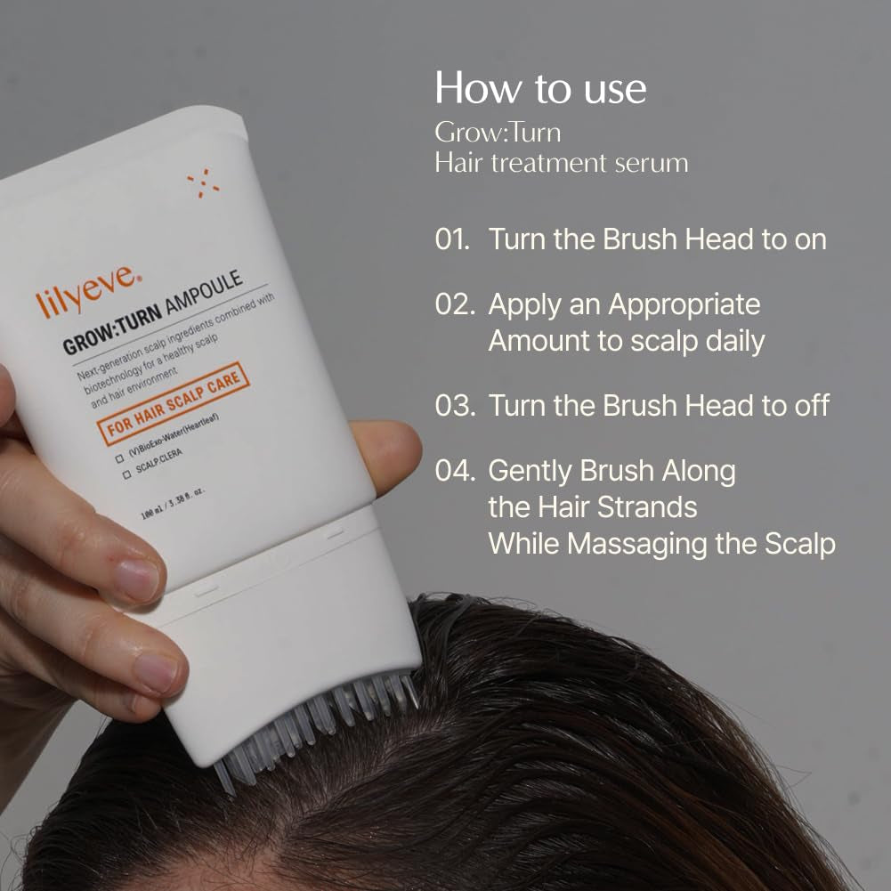 Lilyeve Growturn Hair Growth Serum with Built in Brush for Hair Growth & Thickening | Treatment for Thinning Hair, Hair Loss | Low Irritation, Fragrance-Free, Sulfate & Paraben-Free, 3.38 Fl. Oz. (Pack of 1)